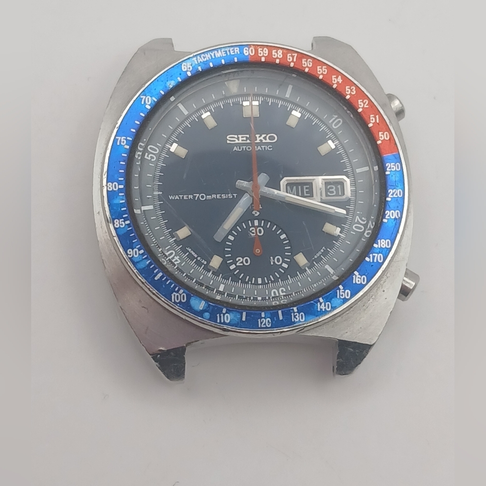 *Read* Vintage Red & Blue Seiko Automatic 6139-6005 Watch Face *Parts & Repair*